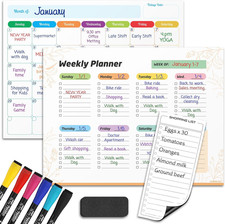 Monthly Planner Pack of 3 Magnetic Whiteboard Refrigerator Calendar Dry Erase