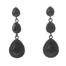 Black Tone Alloy Metal Crystal Rhinestone Drop Post Earrings ER2618-BLK