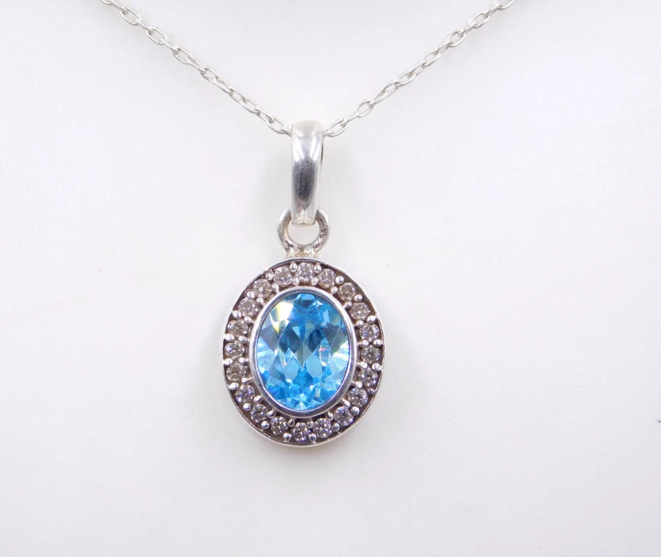 Creato IN Laboratorio Topazio Blu C.Z & C.Z Pietra Bicolore 925 Argento Sterling - Immagine 4 di 4