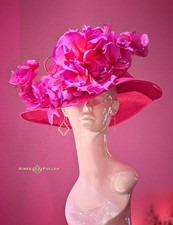 Kentucky Derby Hat Ombre Red Fuchsia Oaks Hat Hot Pink Rose Royal Ascot Oaks Hat