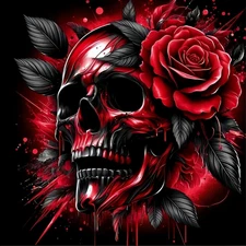 Halloween Rose Skull 5D Diamond Art Kits for Adults Beginners,Diy Full round Dri