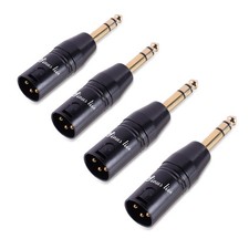 4 Pack Real Gold XLR Female Male to 1/4" TRS Adapter, 6.35mm Balanced Plug