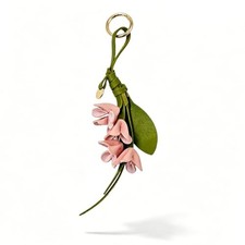 Boho Leather Flower Keychain Flower Bag Charm for Handbag Tote Purse Charm Pink