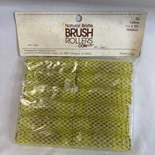 Vintage 1980s Natural Bristle Brush Rollers NOS NIP
