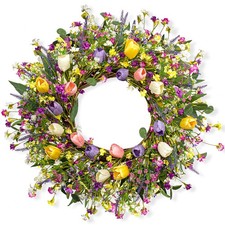 DIYFLORU 22 Inches Spring Wreaths for Front Door Rustic Summer Door Wreath Co...