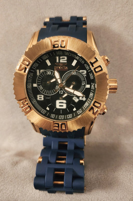 INVICTA SEA SPIDER MENS WATCH MODEL #15244 GOLDTONE BLUE STRAP STAINLESS STEEL