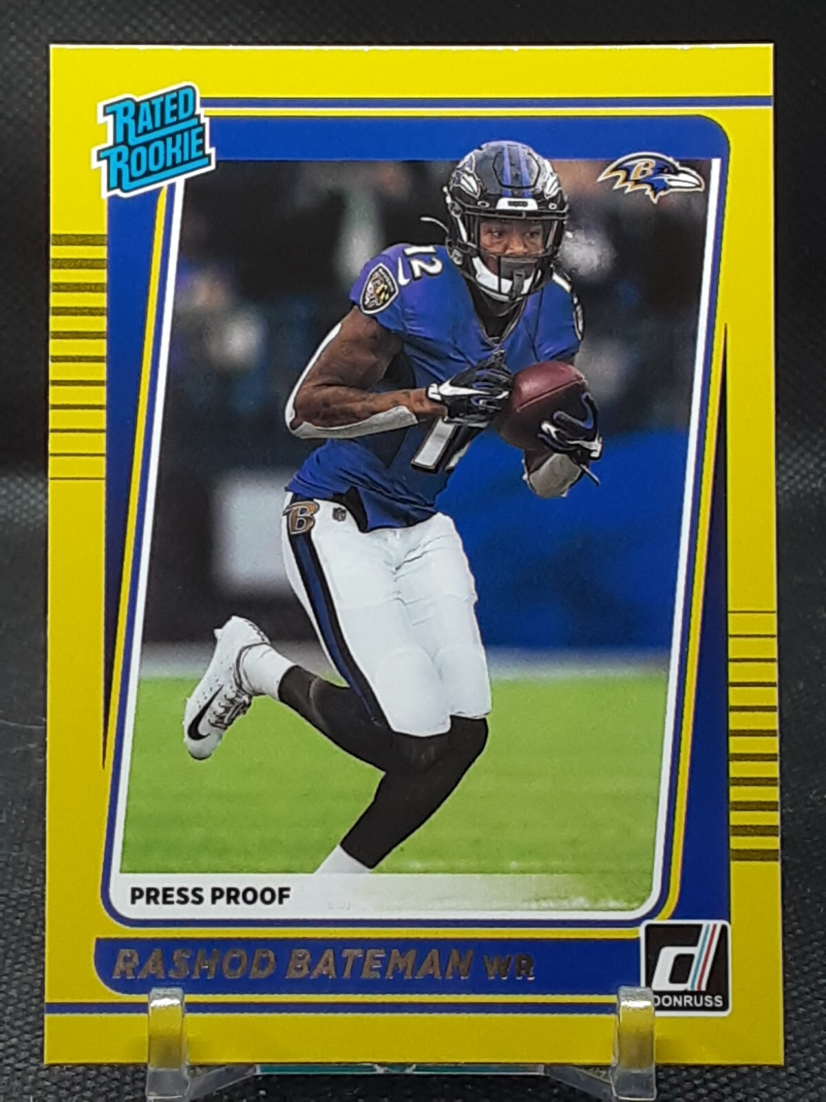 RASHOD BATEMAN 2021 DONRUSS YELLOW PRESS PROOF ROOKIE RAVENS G1