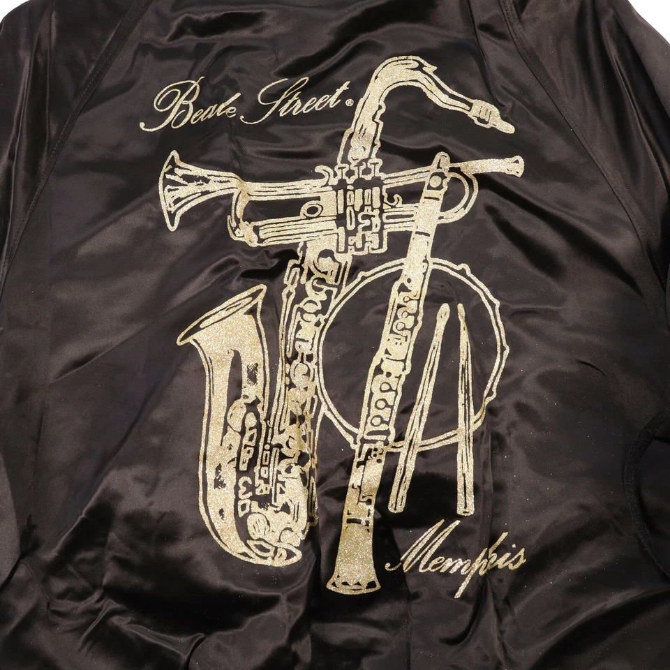 Chaqueta De Colección Beale Street Satén Talla Oro Brillo Memphis Azul Diamante Polvo Foto 2 de 4