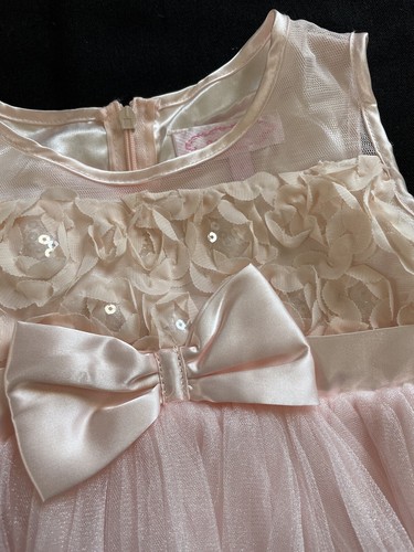 Popatu NWT Peachy-Pink Sequined 3-D Floral Bodice Tutu Skirted Dress-5 - Picture 2 of 10