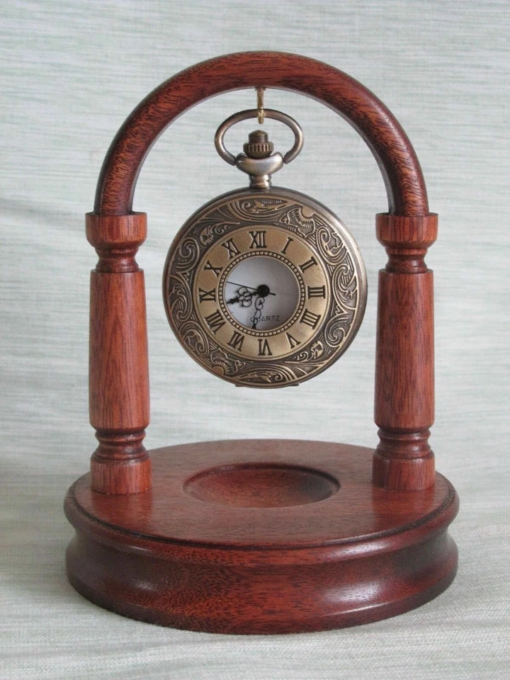 WOODEN POCKET WATCH STAND DISPLAY HOLDER HANGER in DARK OAK LIGHT OAK MAHOGANY - Image 2 of 3