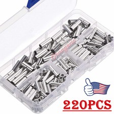 220PCS Bare Copper Ferrule Crimp Terminals Wire Splice Butt Connectors 22-10 AWG