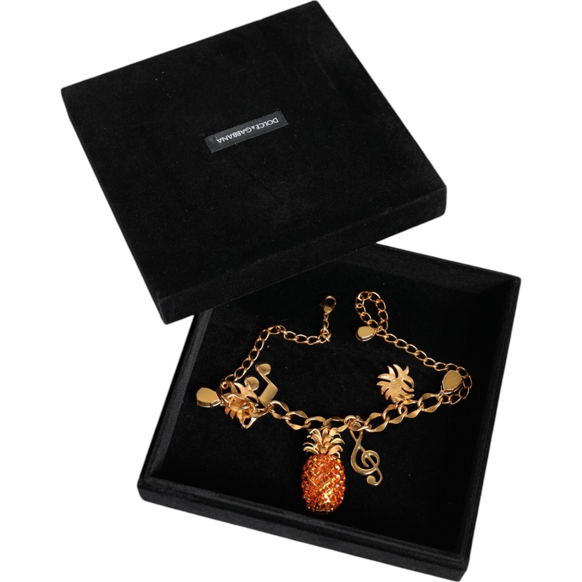 アクセサリー D&G DOLCE & GABBANA Necklace Gold Tone Brass Chain Pineapple