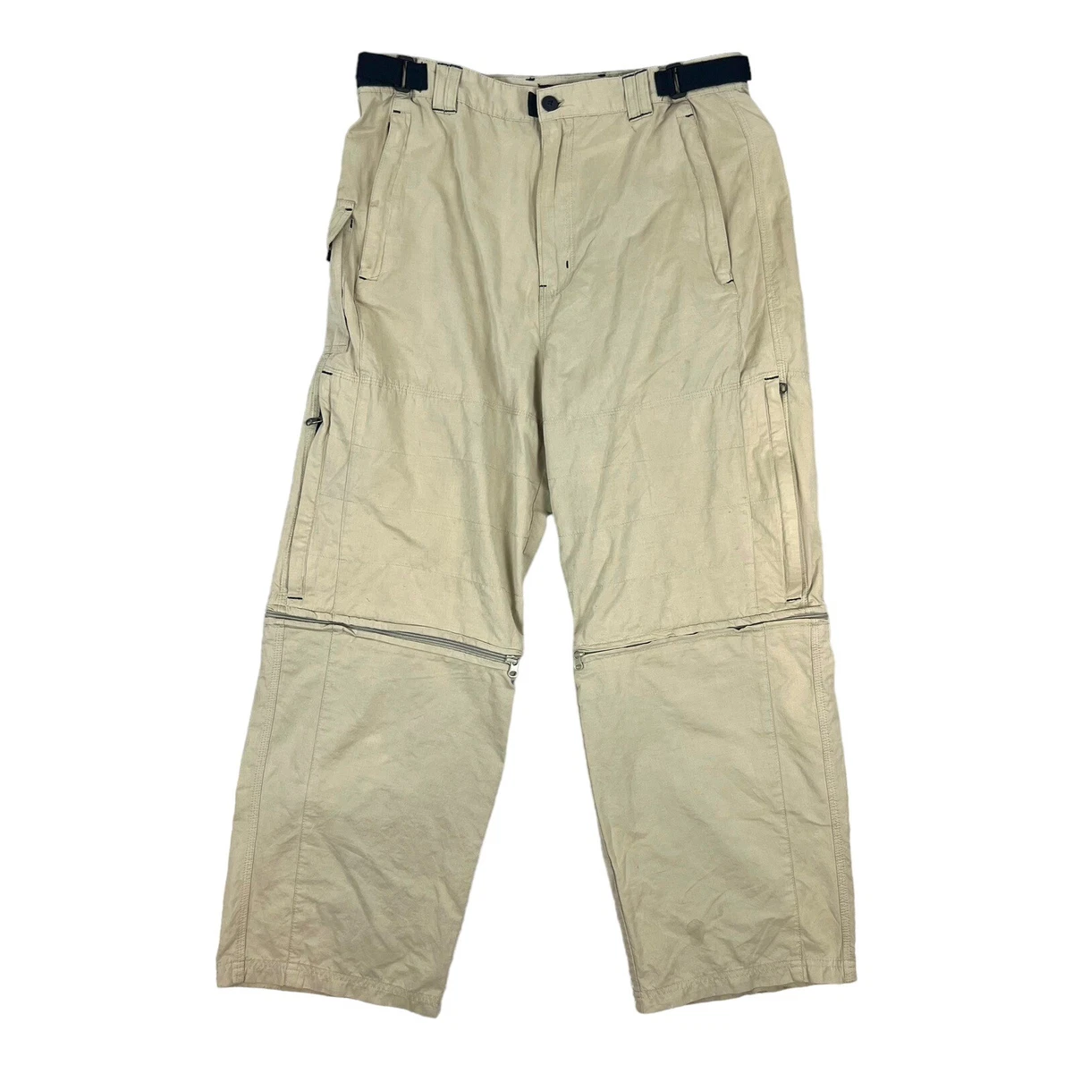 Vtg Y2K No Boundaries Convertible Zip-Off Cargo Pants Khaki Nylon 34 x 30