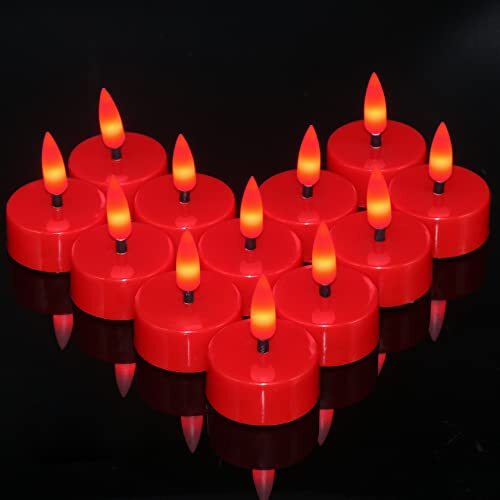 Ymenow Candele rosse con timer, 12 candele a LED senza fiamma, candele (S8B)