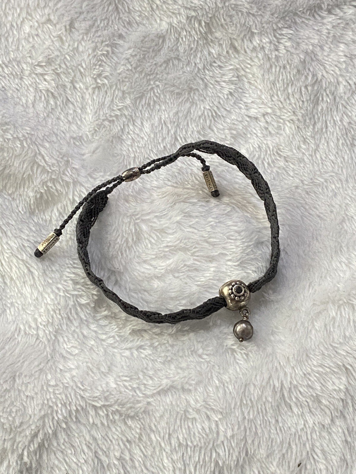 Pandora 925 ALE Bracelet Fabric With Safety Charm! Ad… Gem