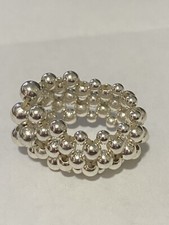 Sterling Silver Ball Bead ring 3 5mm center stackable ring sz strachable 7-9