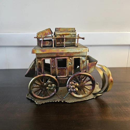 Vintage Brutalist  Sculpture STAGE COACH Western Mid century Modern Retro Cowboy