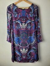 White Stuff Women Size 8 Purple Floral Pattern Dress Casual Smart Winter Party