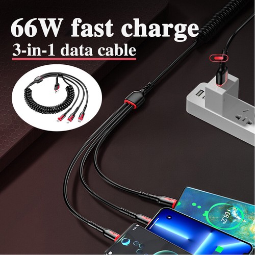 USB Charging Cable 3 In 1 Multi Head Charger for Most Devices For iPhone Samsung - Zdjęcie 3 z 12
