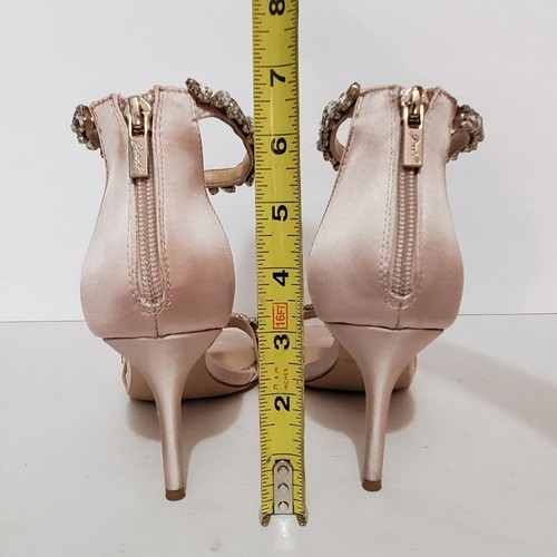 Badgley Mischka Caroline blush satin jewel Embellished ankle strap Shoe 8.5 - Picture 11 of 16