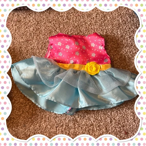 Cute Vintage Cabbage Patch Kids JAKKS Dress Pink With Blue Skirt 13 Inch Doll