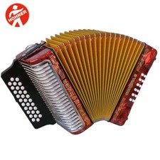 Hohner 3500 Corona II 31 Button FBE Fa Diatonic Accordion Red w/ Bag, Straps