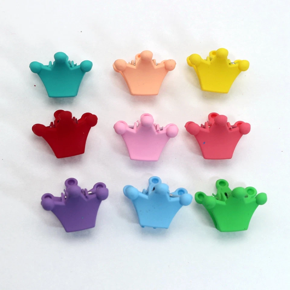20 lindas pinzas para el cabello mini corona de plástico de colores mezclados pinzas para el cabello pequeñas de 22 mm Foto 2 de 4