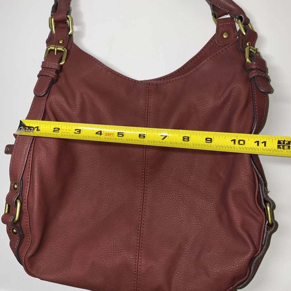 Merona Burgundy Dark Red Hobo Slouchy Handbag Shoulder Purse - Imagem 3 de 4
