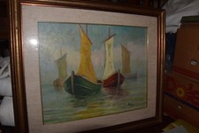 Melini Pittore Secolo XX "Barche in mare " cm. 40x50   C13 ^