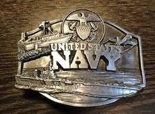 navy belt buckle. Siskiyou. Pewter