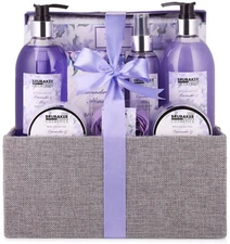 BRUBAKER Cosmetics Bath & Body Set Basket - Lavender & Mint Scent - 12 Pcs 