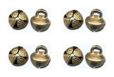 10 SOLID BRASS JINGLE BELLS 17mm H x 13mm W (Approx 3/4"  x 1/2"  Drops Pendants