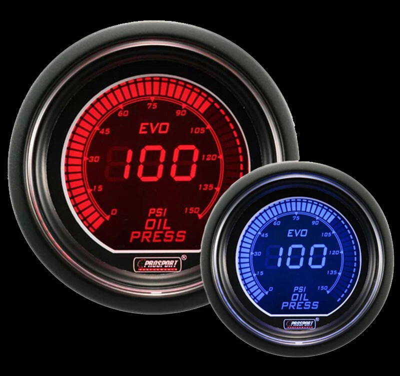 52mm Evo Red/Blue Electrical Oil Pressure Gauge with sender - Image 2 of 2