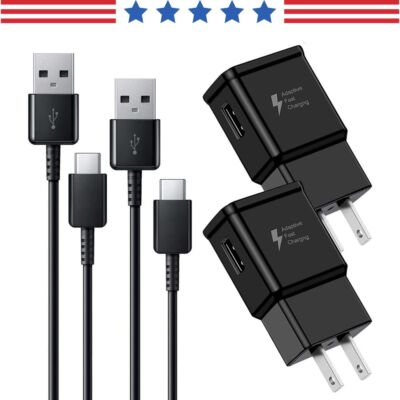 For Samsung Galaxy Note 10 S8 S9 S10 Fast Wall Charger Plug + USB Type C Cable