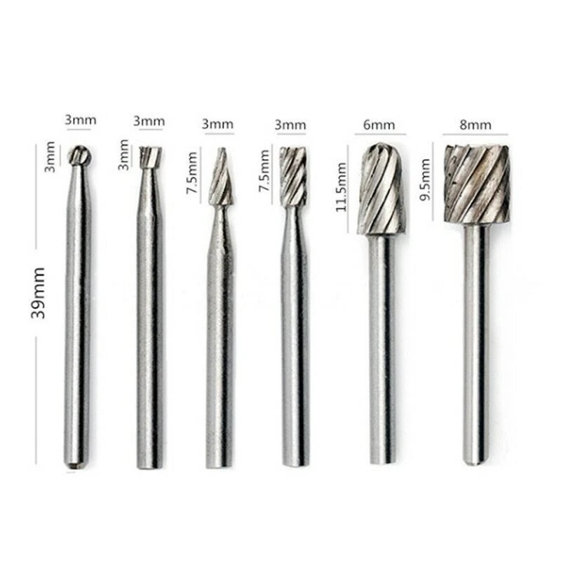 6pcs Drill Bits Router Woodworking Rasp Mini File Set Dremel Rotary Hand Tools |