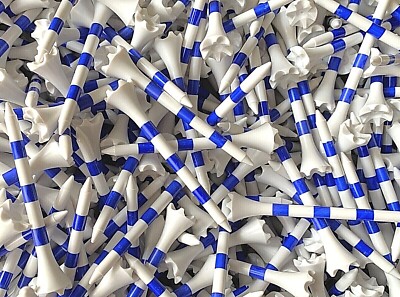 Golf Tees New Truestrike 2 3/4 White Blue Stripes Performance Tees