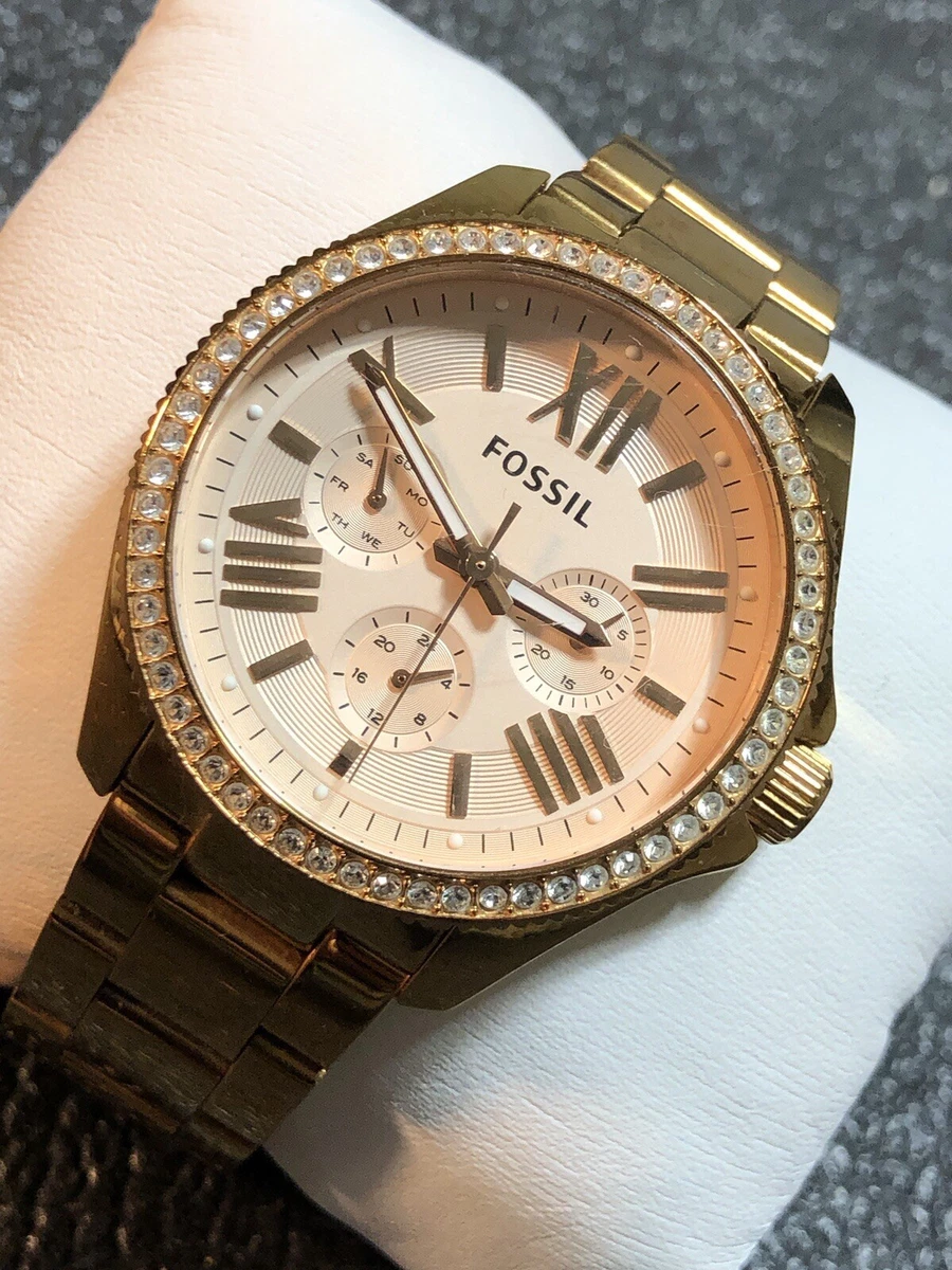 Fossil Cecile Women\'s Rose Gold Tone Day Date Quartz Watch Roman Numerals Fossil Women main image 2