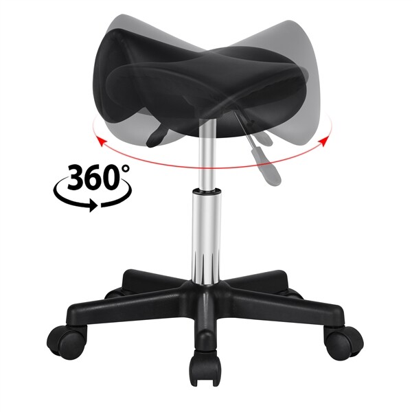Sgabello Girevole Con 5 Ruote Display4top - Sedile Imbottito In Pelle PU, Altezza Regolabile 42-60 Cm
