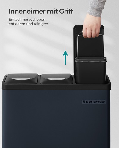 Mülleimer Abfalleimer Edelstahl Recycling Papierkorb Mülltrenner Küche LTB24GS - Bild 7 von 9