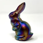 Fenton Art Glass Miniature Amethyst Carnival Glass  Bunny/Rabbit Figurine