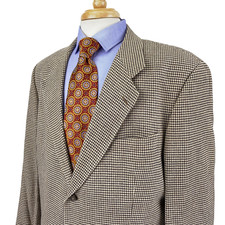 Banana Republic Light Brown Tan Houndstooth Silk Blazer Sports Coat Jacket 44L