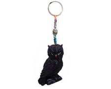 Black Owl Bird Animal Handmade 3D Keychain Macrame Metal Keyring Car Accessory