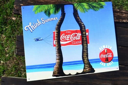Coca-Cola Tin Sign - Enjoy Coke Classic - Think Summer - Delicious & Refreshing - Picture 2 of 4