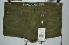 RVCA , Shorts, Narcissa Cut Off Cords, Size 30, Green, Brand New w Tag