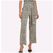 Nanushka Marlin Zebra Print Wide Leg High Waisted Pants Women's XS