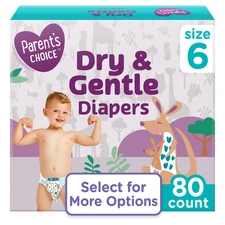 Parent's Choice Dry & Gentle Diapers Size 6, 80 Count