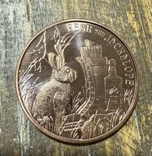 Fear The Jackalope Cryptid Creatures 1 Oz .999 Copper Round Coin