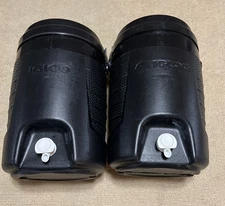 (2) Igloo Water Jug Cooler 2 Gallon Push Spout Button Black Handle Hanger Clean