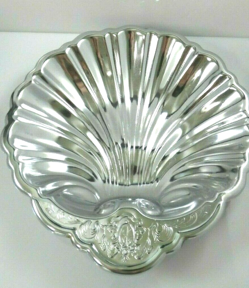 Винтажная серебряная металлическая посеребренная посуда? Гребень льва сервировочное блюдо раковина моллюска гребень гребень гребня гребня - Изображение 3 из 4