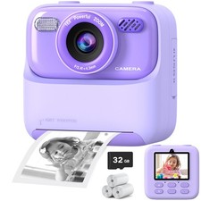 Kids Instant Print Digital Camera 1080P HD Selfie DualLens 32GB Card Toy